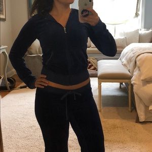 Dark blue juicy couture velour hoodie size small